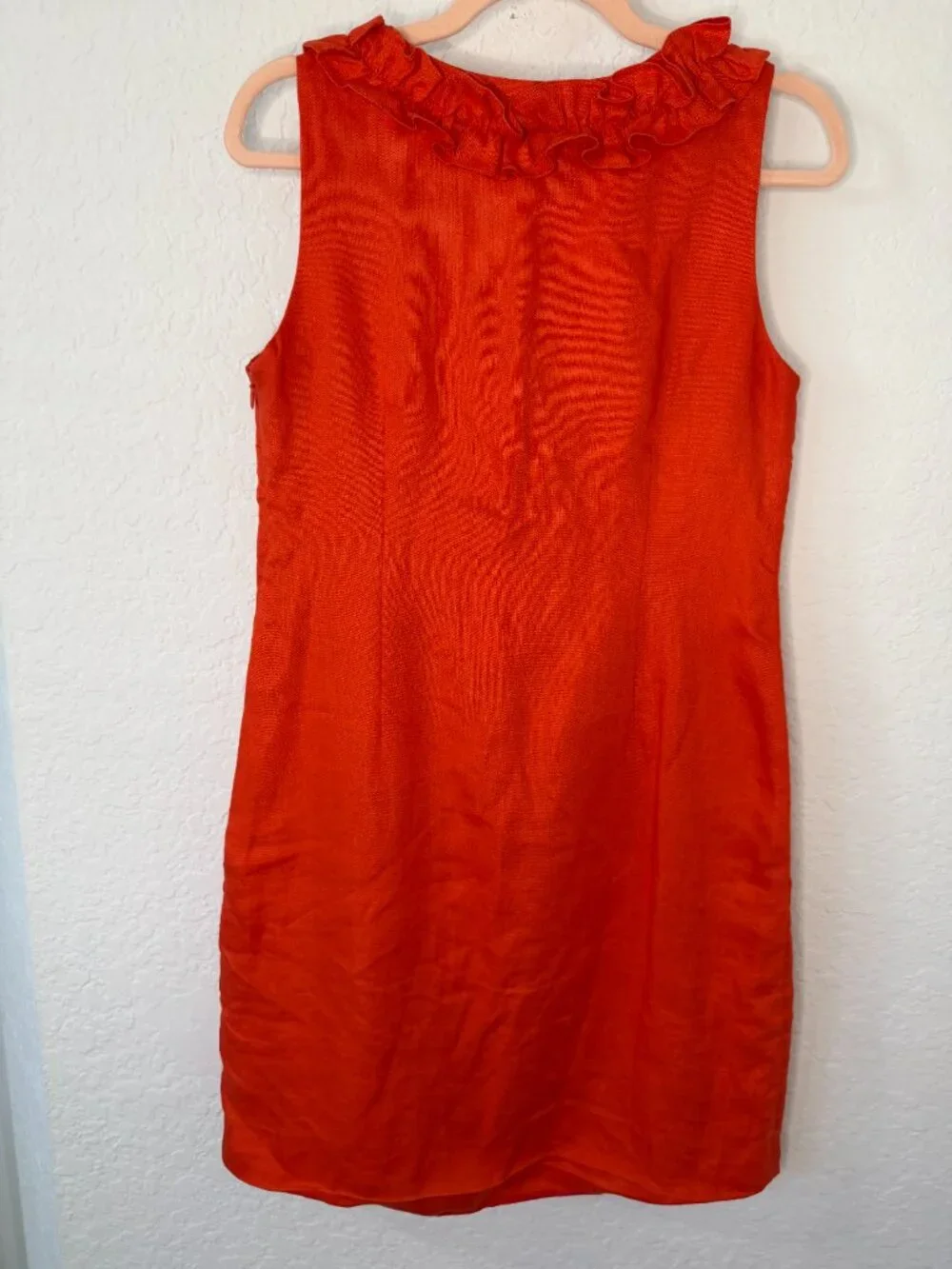 Kate Spade Mini Ruffle NeckDress – S- Bright Orange/ Red- MSRP $348